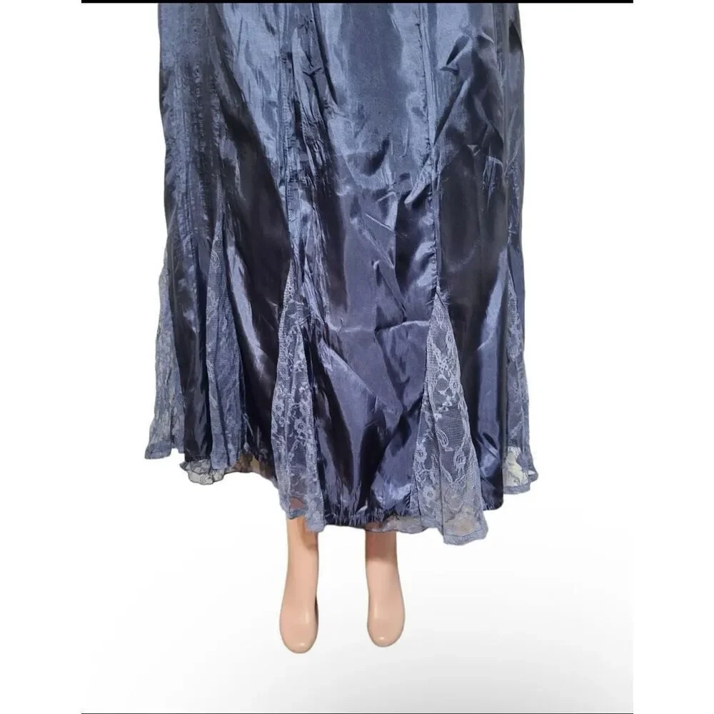 Renee Lamar midnight blue pull-up polyester Maxi skirt L